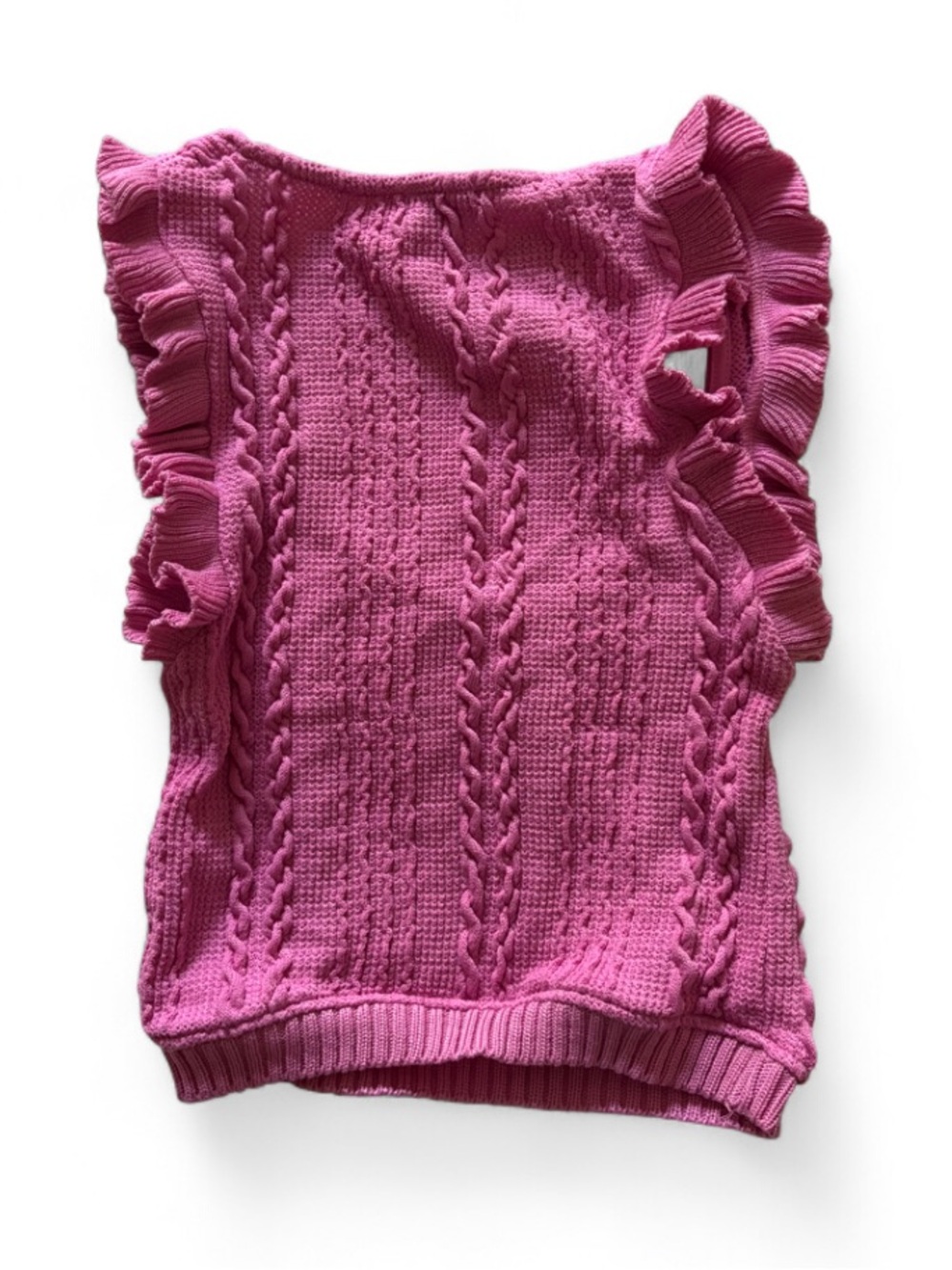 Zara Bright Pink Cable Knit Ruffle Sweater Vest - Picture 2 of 3